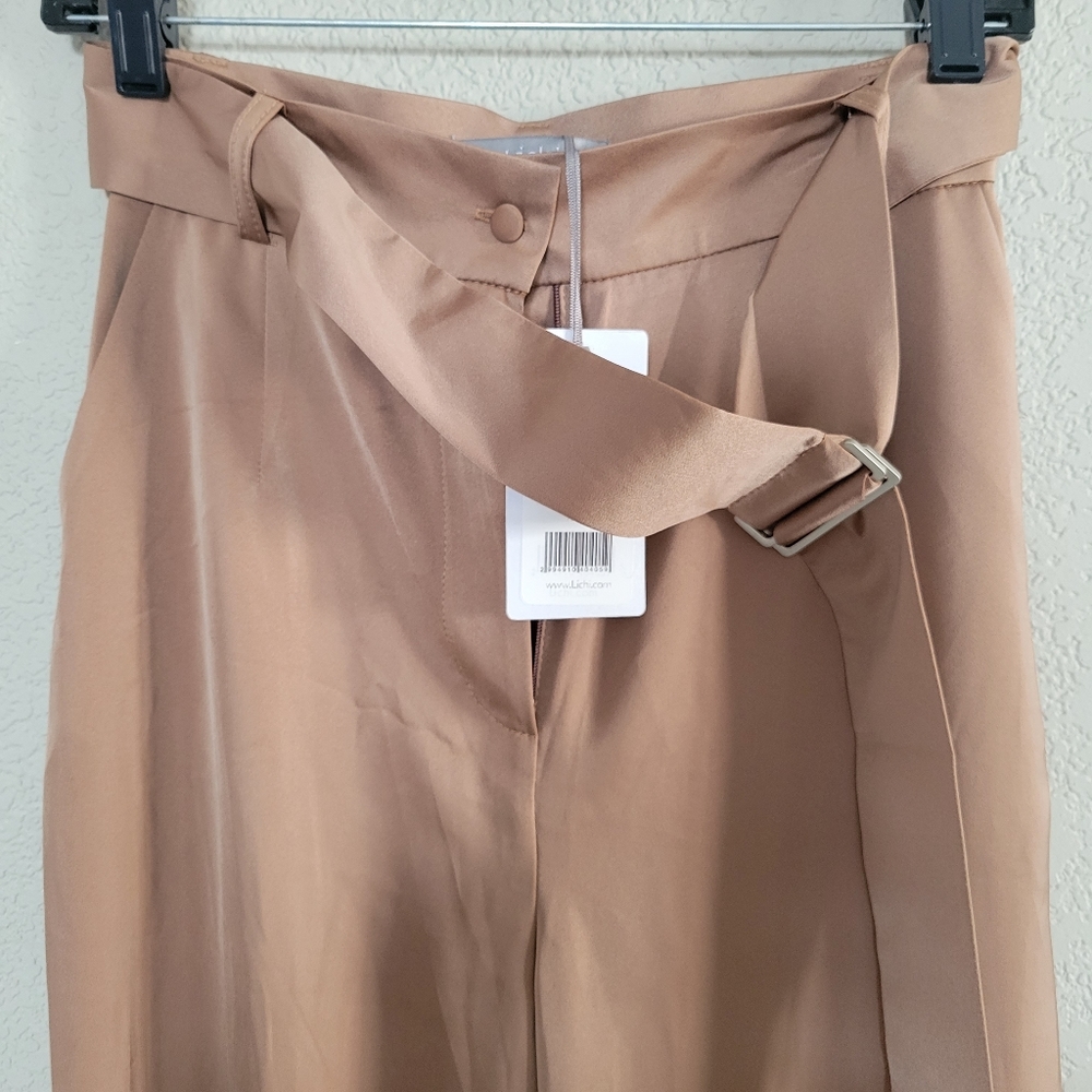 High-Waist Wide Leg Belted Pants - Brown - Picture 5 of 11